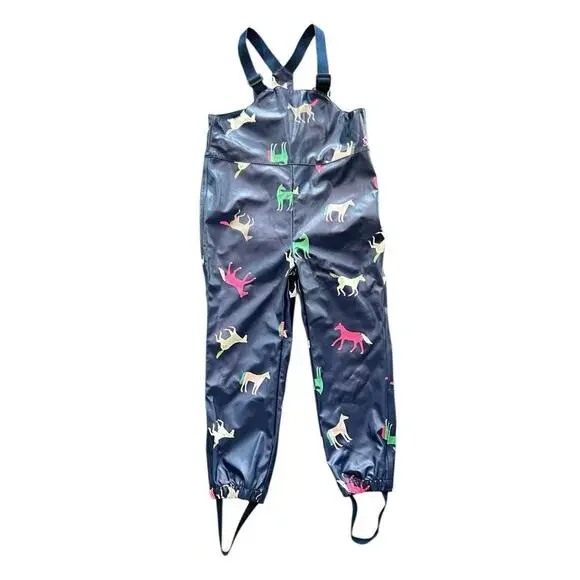 Joules Right as Rain Splashwell Kids Rain Dungarees Horse Print 4Y - Picture 1 of 3